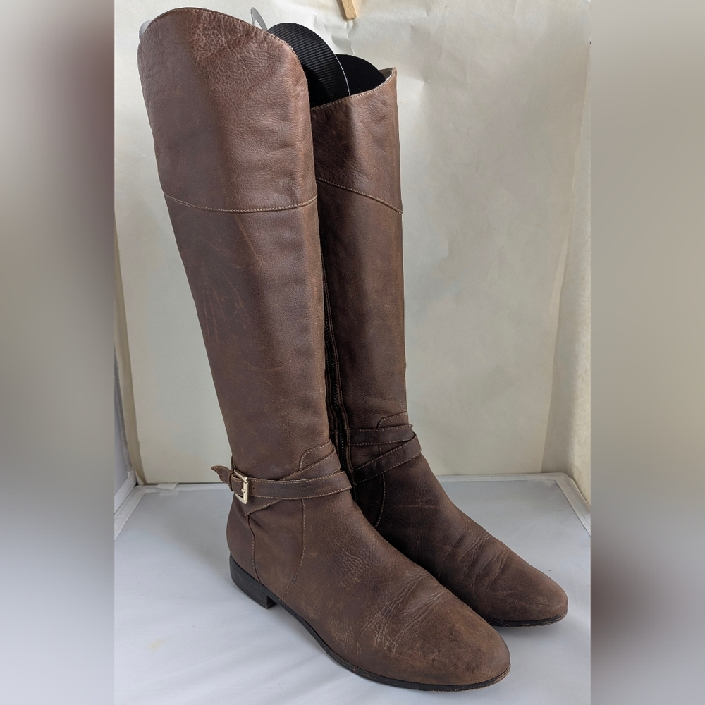 Johnston & Murphy Brown Tall Rider Leather Boots Sz 8.5 Buckle
